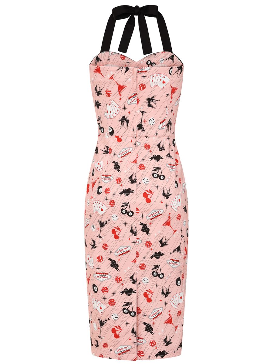 Banned Retro 50s Rhona Viva Las Vegas Pencil Dress-Pink