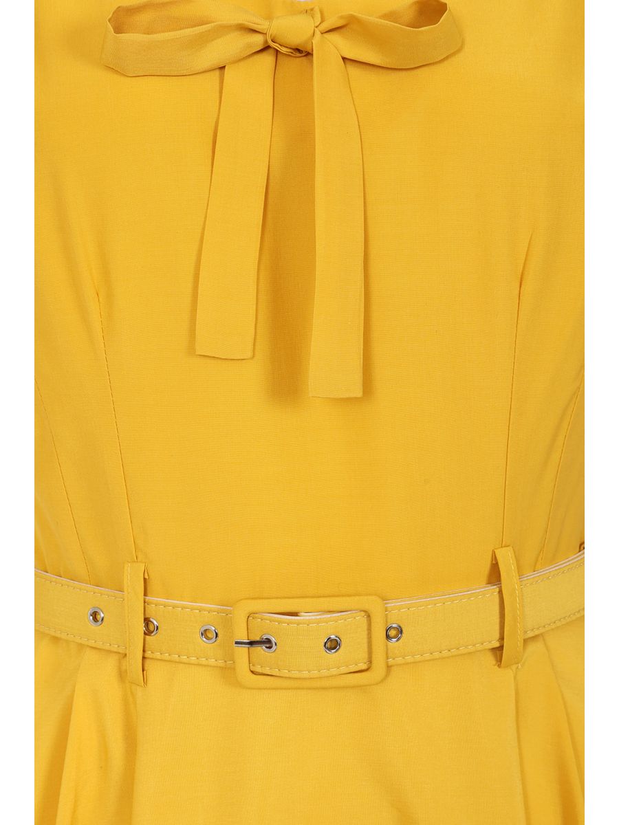 Banned Retro 40s Holly Flared Dress-Yellow