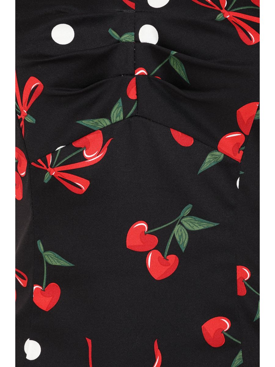 Banned Retro 50s Babe Cherries And Bows Top-Black