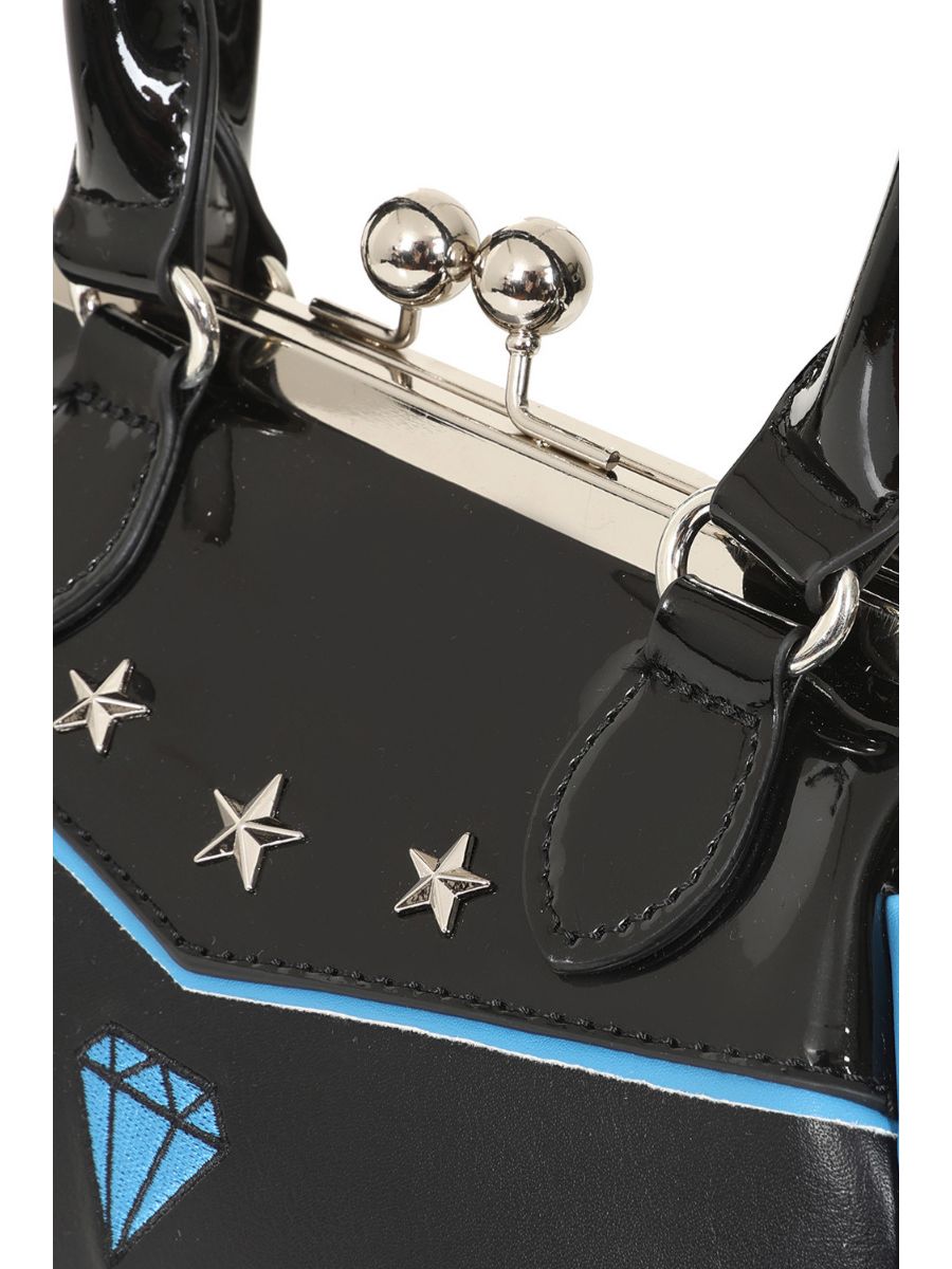 BANNED The Swallows Return Lacquer Handbag | Rockabilly Embroidered Style-Black-One Size