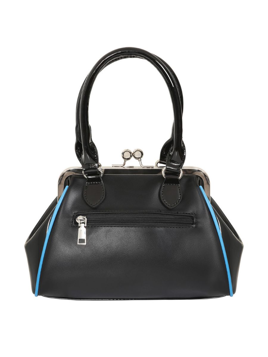 BANNED The Swallows Return Lacquer Handbag | Rockabilly Embroidered Style-Black-One Size