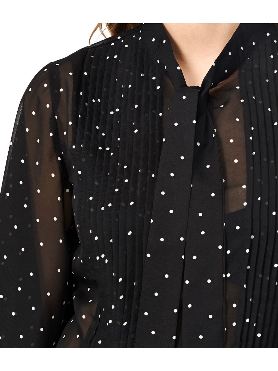 Banned Retro Storyteller Spot Flare Sleeve Blouse Black 
