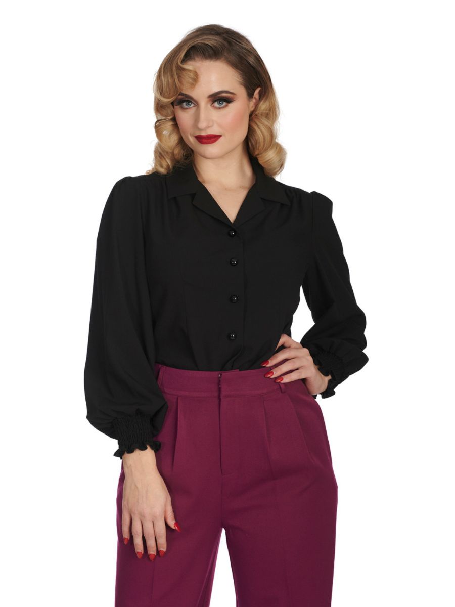 BANNED Bonnie 1940s Vintage Style Blouse with Balloon Sleeves