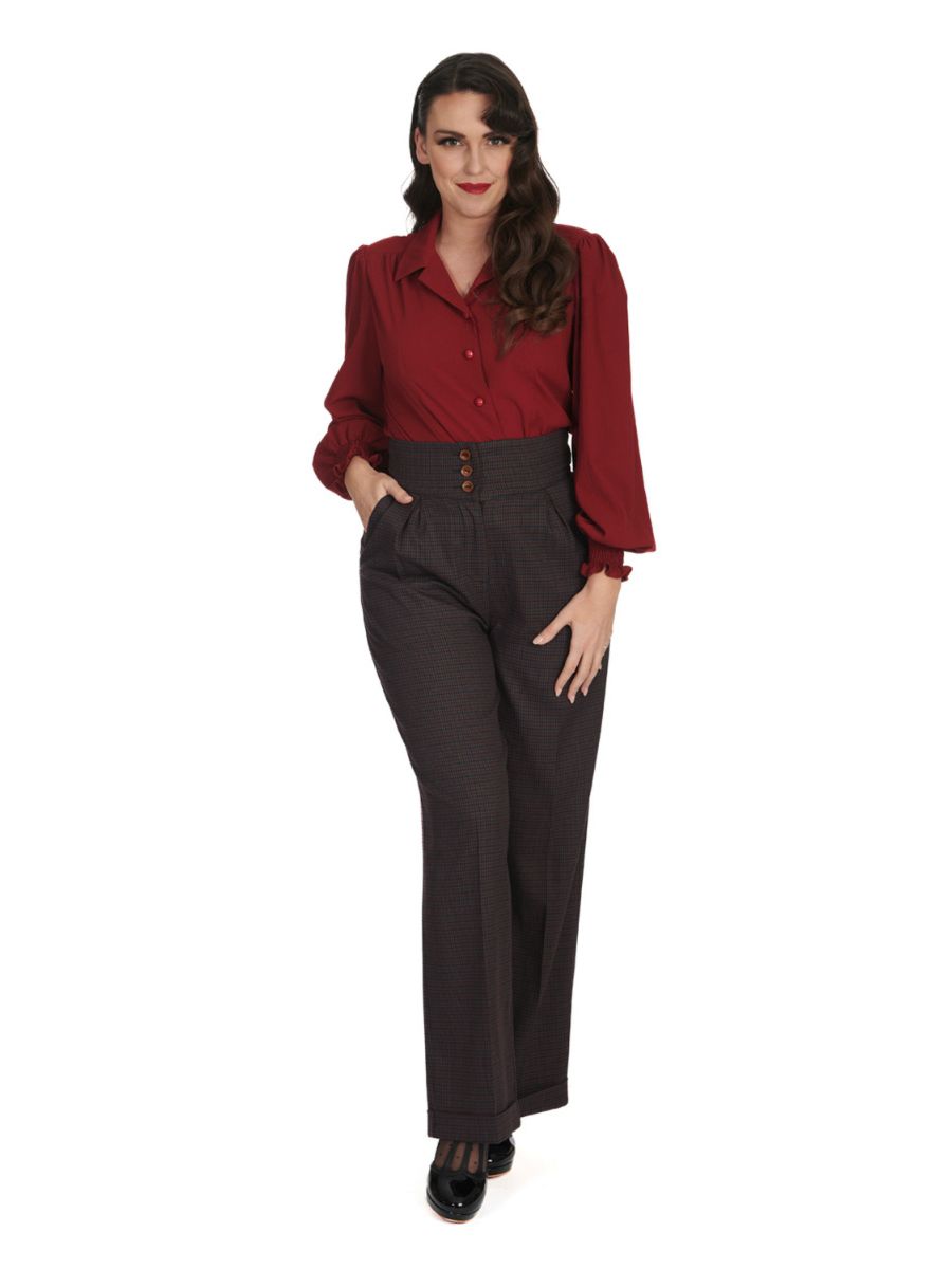 BANNED Bonnie 1940s Vintage Style Blouse with Balloon Sleeves