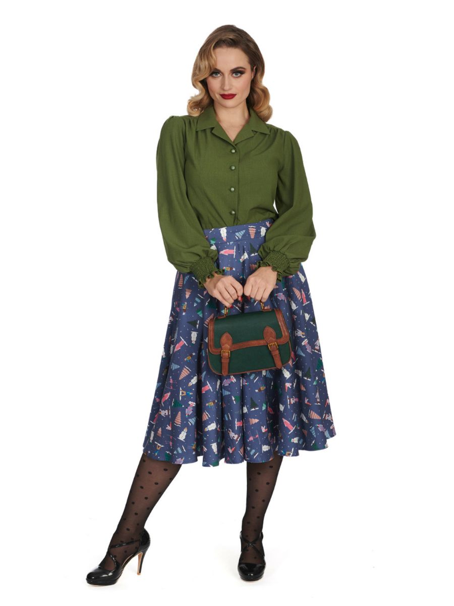 BANNED Bonnie 1940s Vintage Style Blouse with Balloon Sleeves
