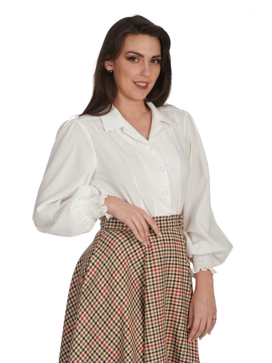 BANNED Bonnie 1940s Vintage Style Blouse with Balloon Sleeves