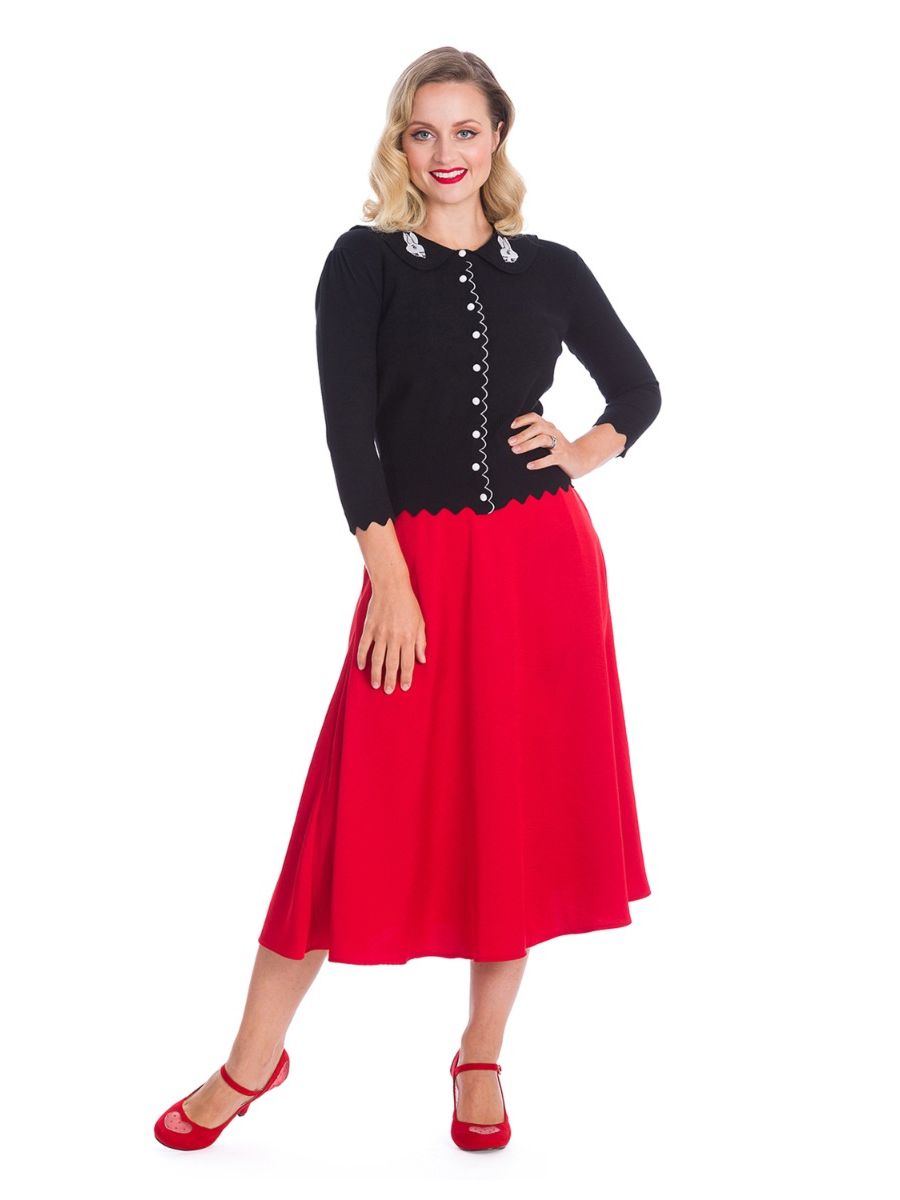 Banned Retro 1950's Bunny Hop Knit Ava Cardigan Black
