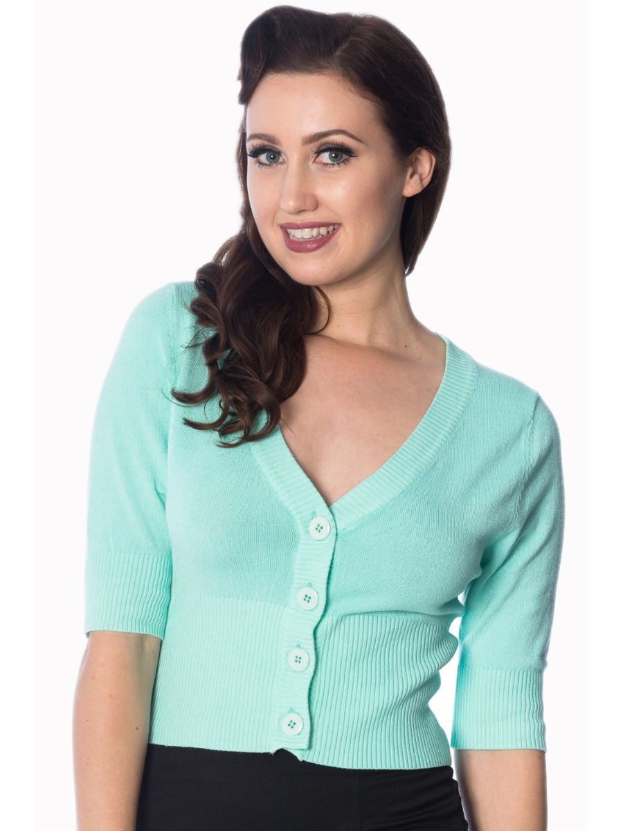 Banned Retro 1950's Overload V-Neck Cropped Vintage Cardigan Mint