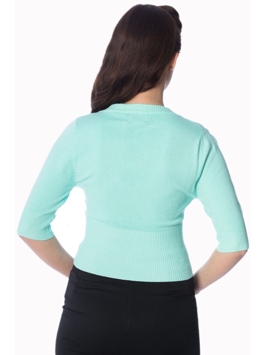 Banned Retro 1950's Overload V-Neck Cropped Vintage Cardigan Mint