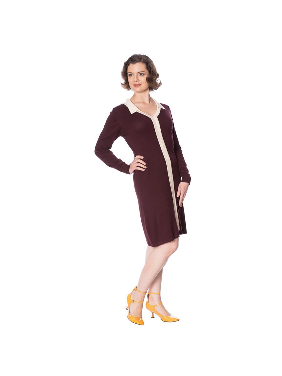 CONTRAST COLLAR JUMPER DRESS