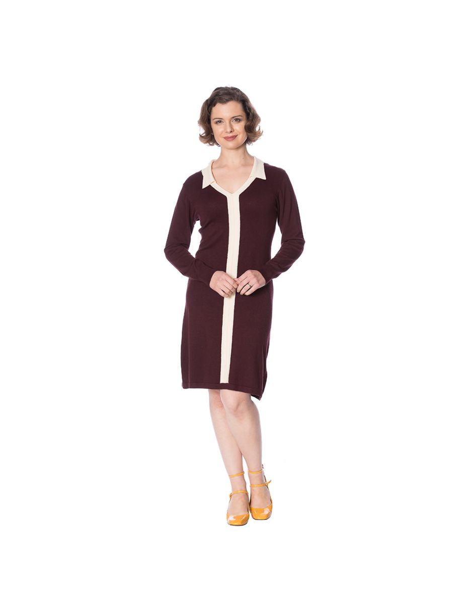 CONTRAST COLLAR JUMPER DRESS