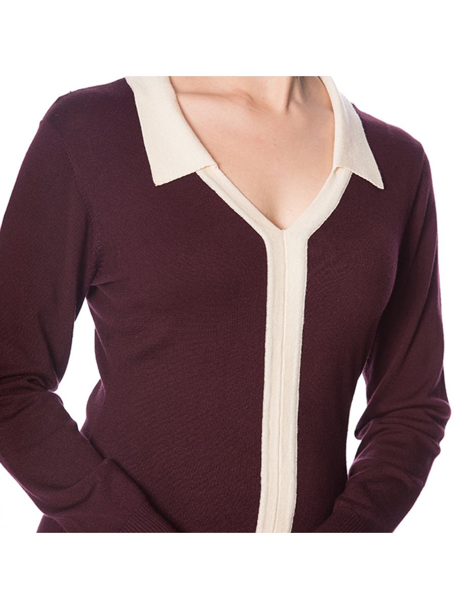 CONTRAST COLLAR JUMPER DRESS