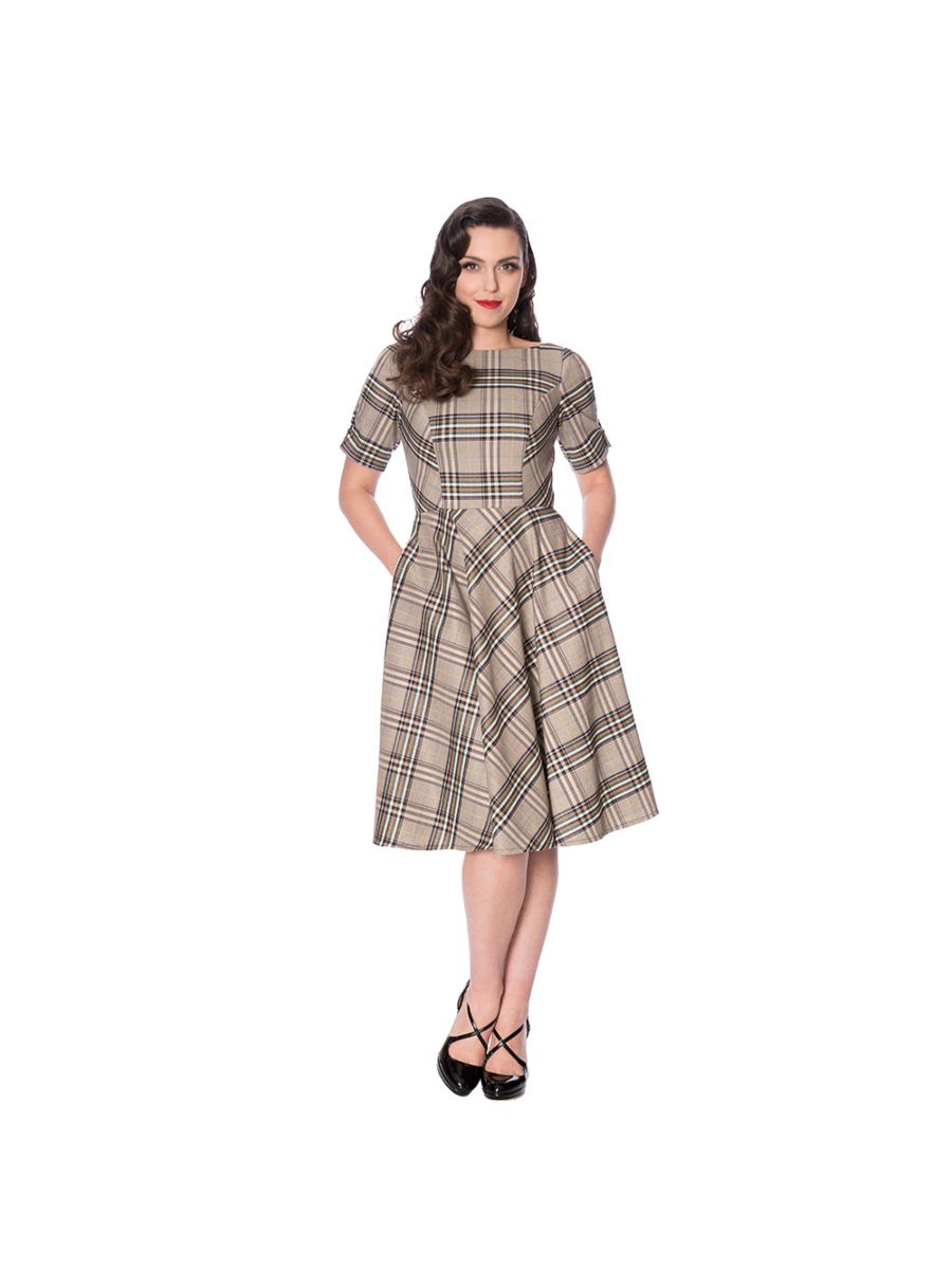 CUTIE CHECK FIT AND FLARE DRESS