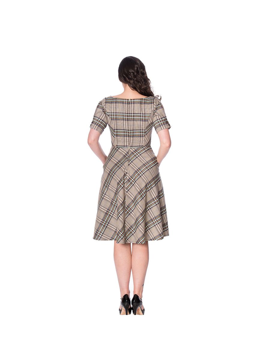 CUTIE CHECK FIT AND FLARE DRESS