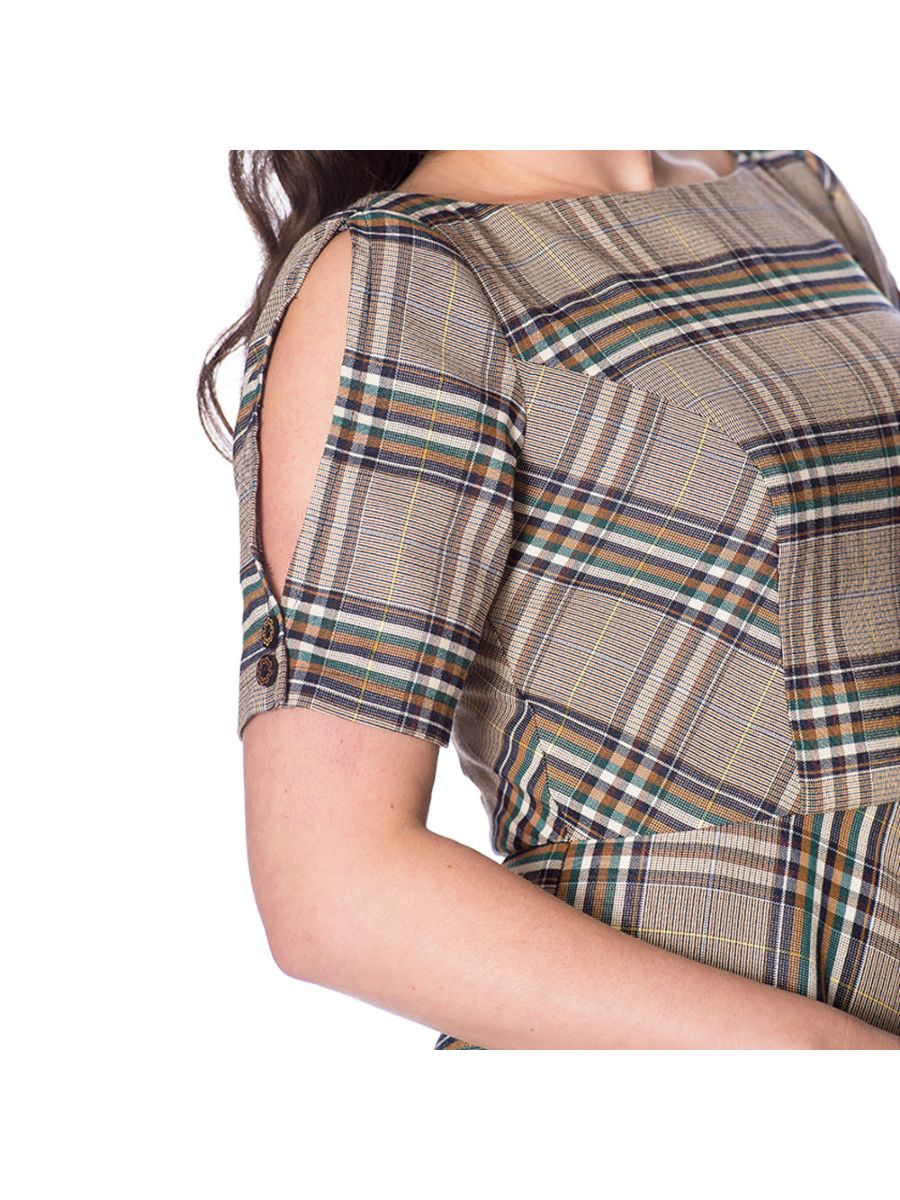 CUTIE CHECK FIT AND FLARE DRESS