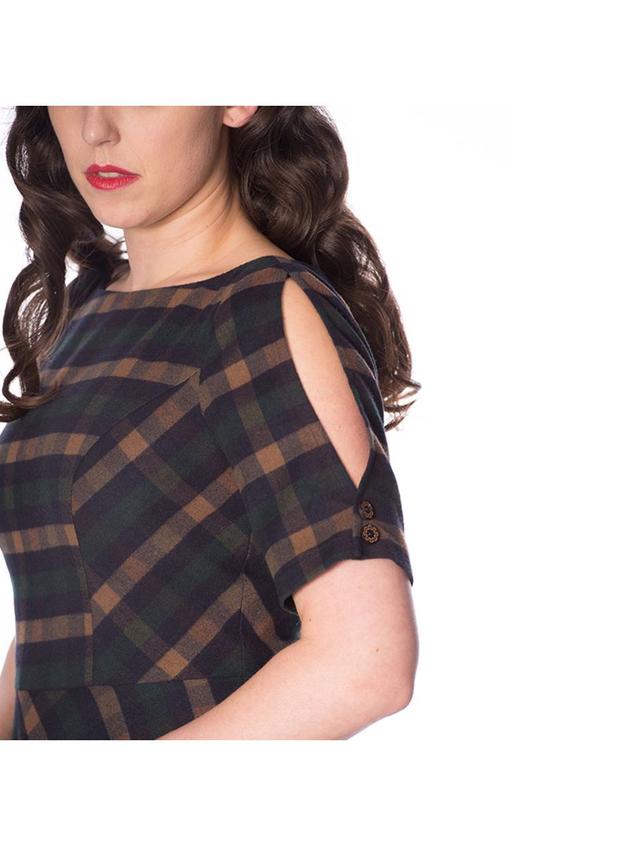 SWEET DAISY FIT AND FLARE CHECK DRESS