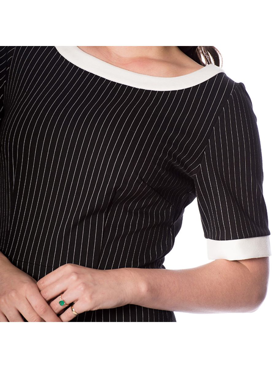 POWER WOMAN PENCIL PINSTRIPE DRESS