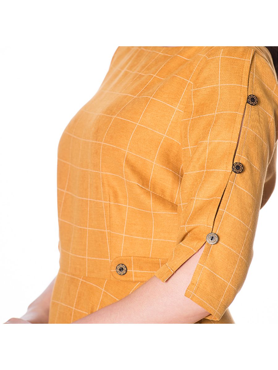 LET'S LIBRARY CHEEKY CHECK FIT AND FLARE DRESS