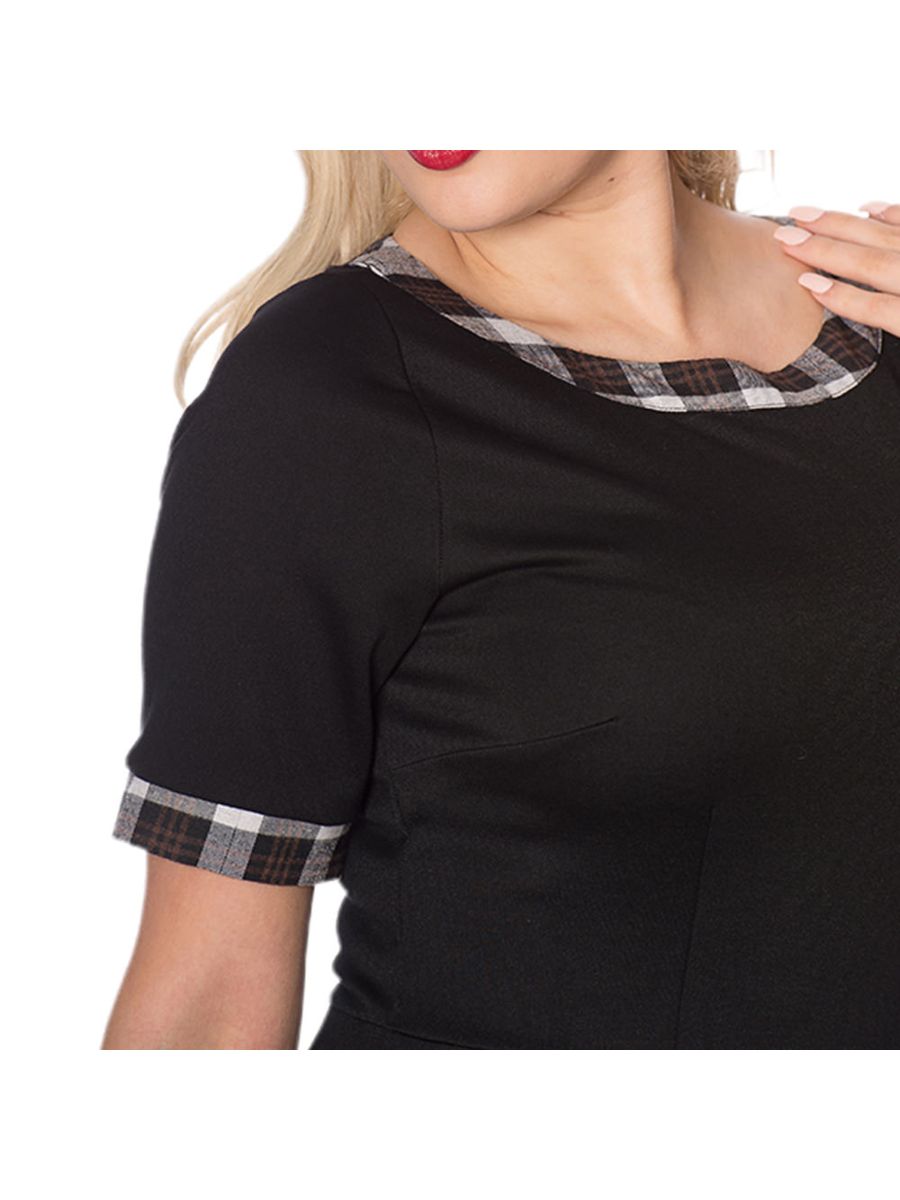 PLEASURES ALL MINE PENCIL CHECK DRESS