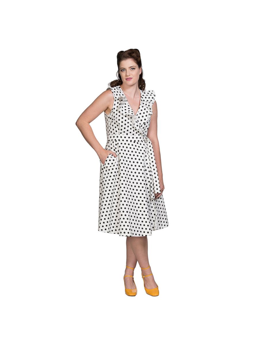 POLKA WRAP FIT & FLARE DRESS