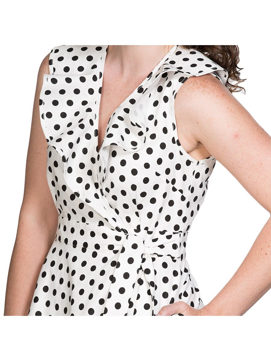 POLKA WRAP FIT & FLARE DRESS