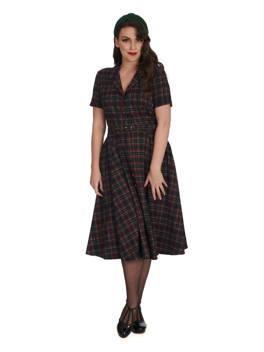 MERRY HOliveDAYS BUTTON COLLAR DRESS