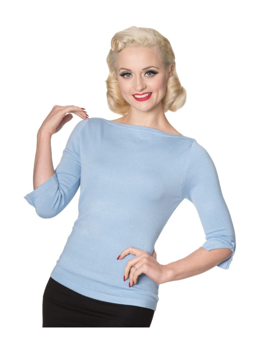 Banned Retro Addicted Knit Vintage Dorothy Top Baby Blue