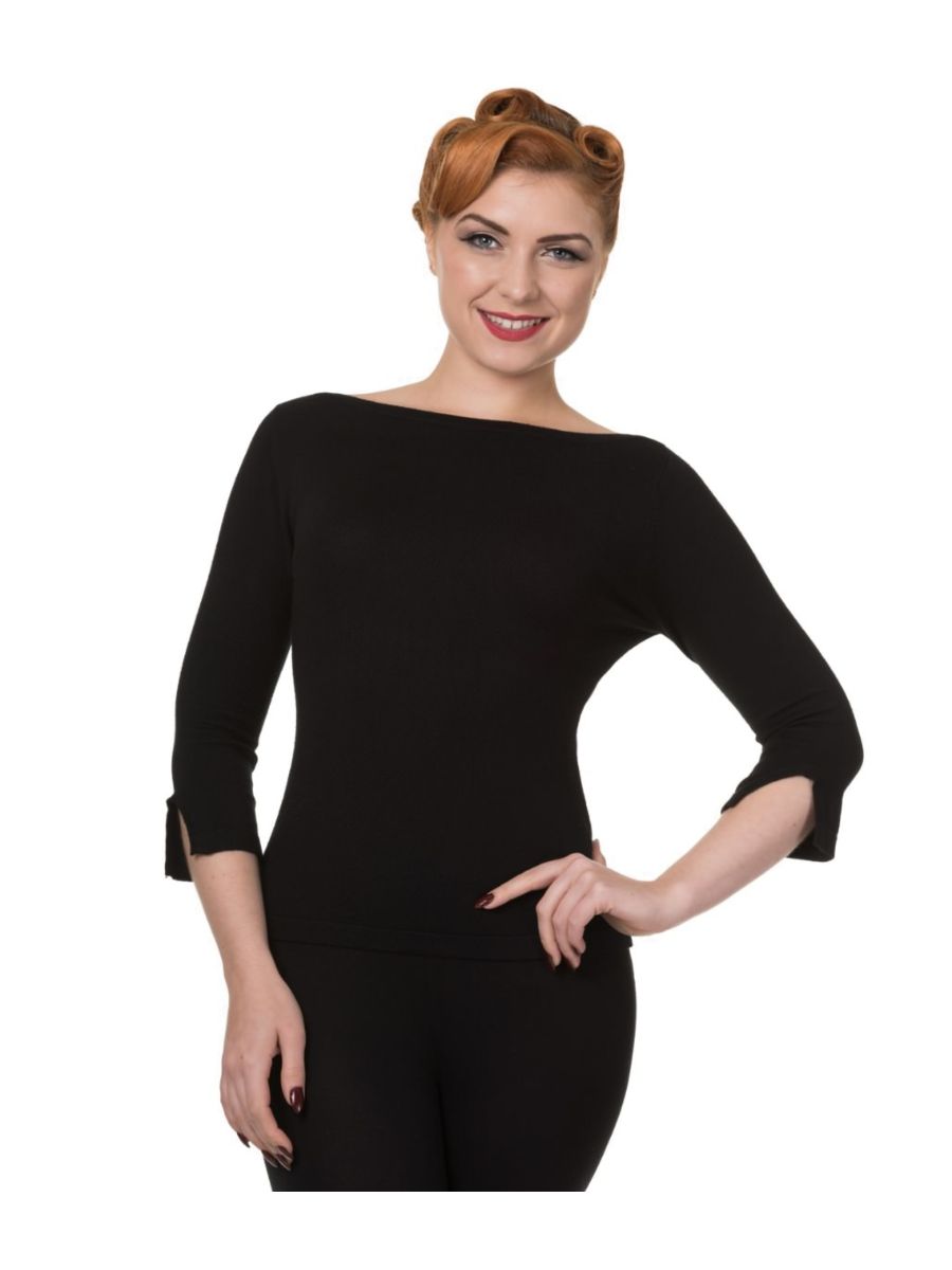 Banned Retro Addicted Knit Vintage Dorothy Top Black