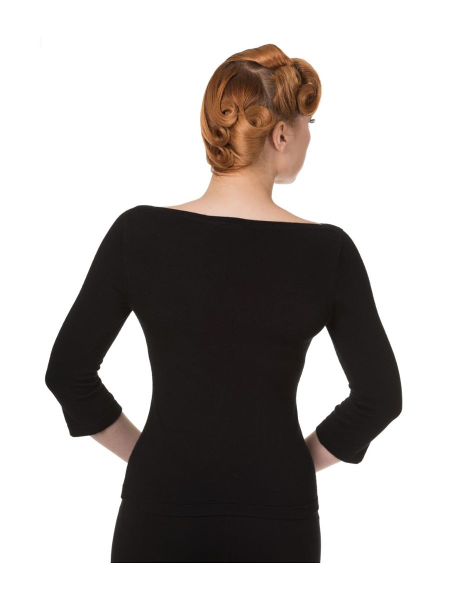 Banned Retro Addicted Knit Vintage Dorothy Top Black
