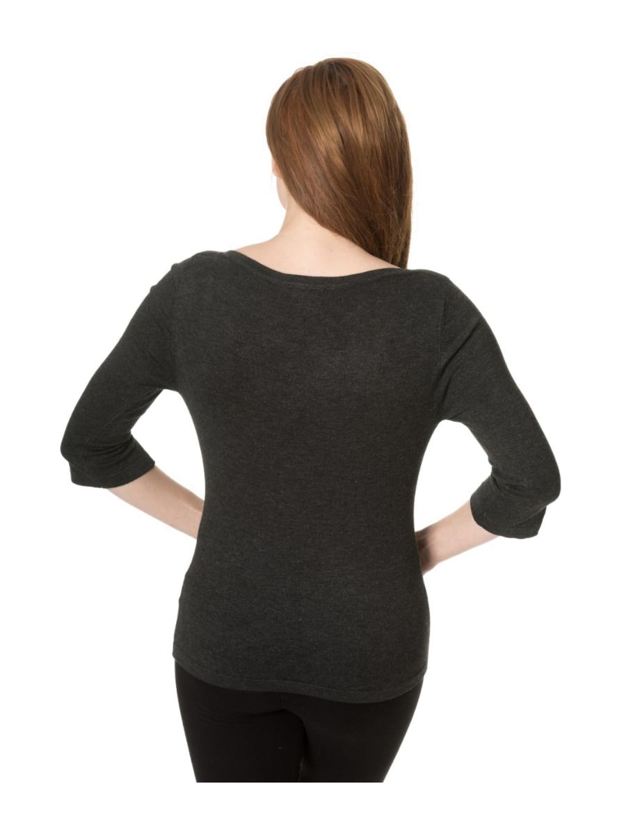 Banned Retro Addicted Knit Vintage Dorothy Top Charcoal Grey