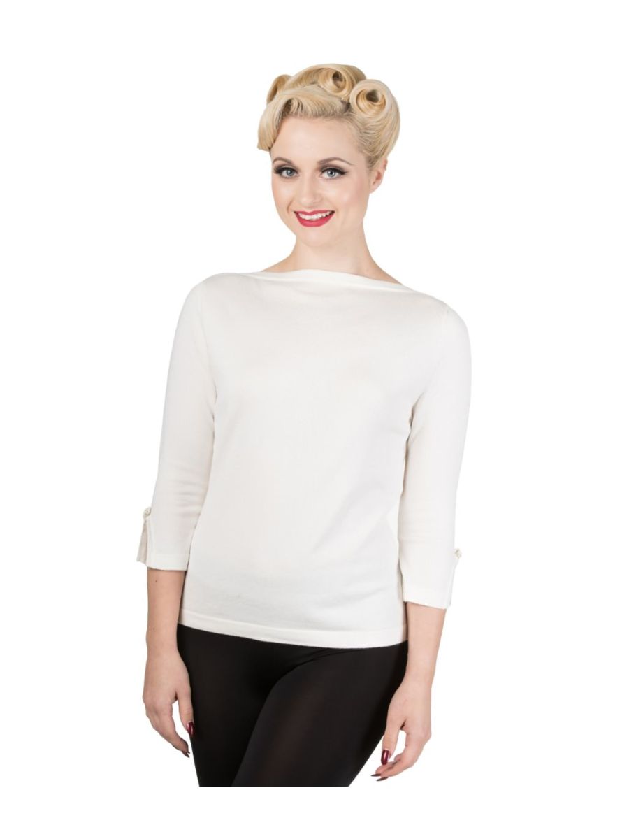 Banned Retro Addicted Knit Vintage Dorothy Top Cream