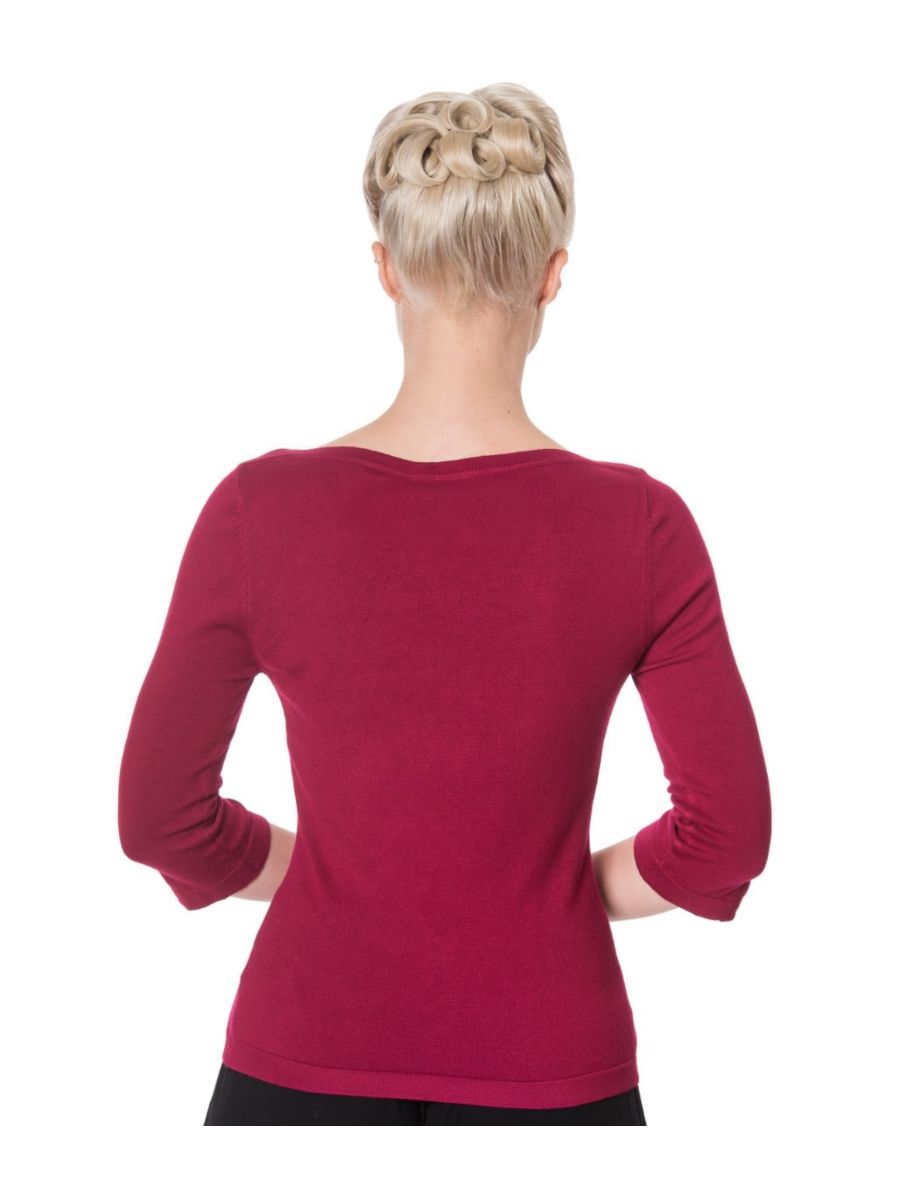 Banned Retro Addicted Knit Vintage Dorothy Top Plum Purple