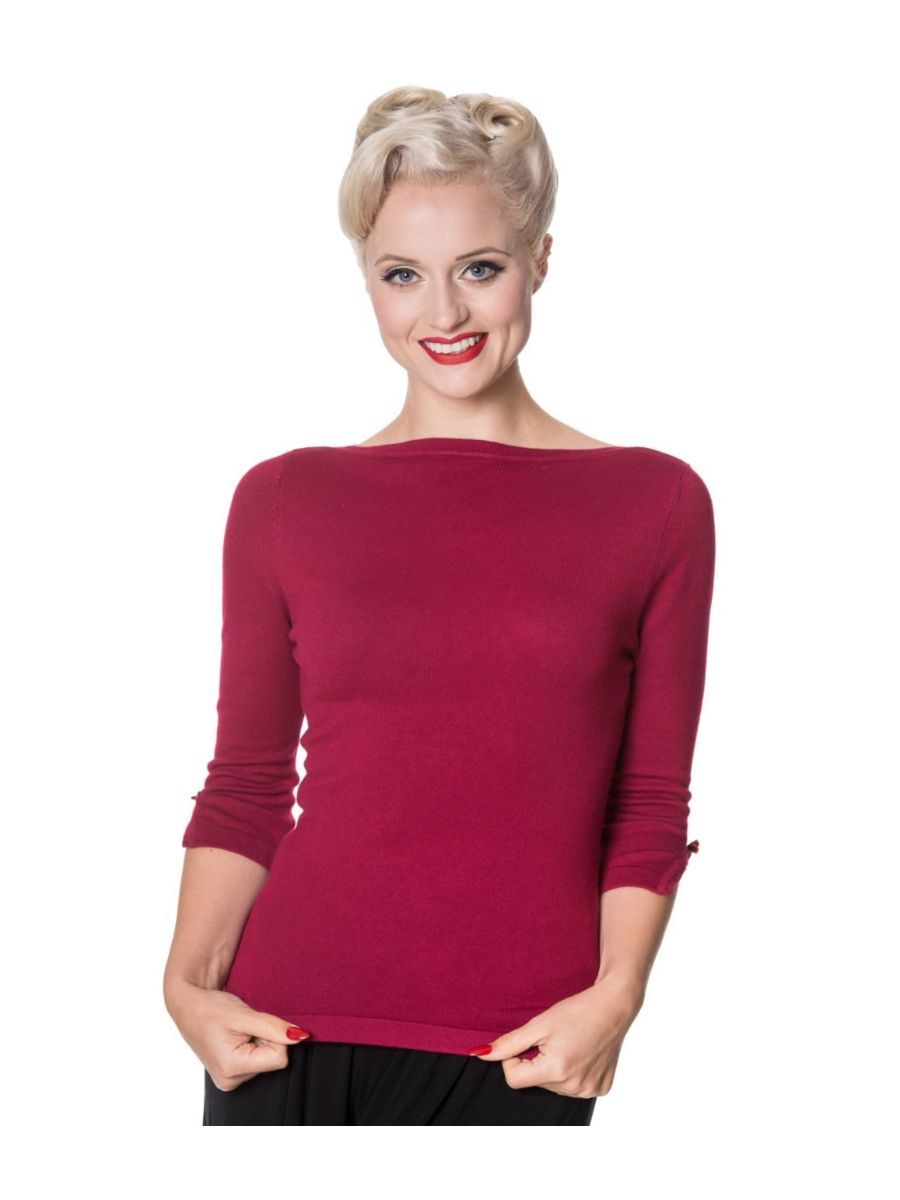 Banned Retro Addicted Knit Vintage Dorothy Top Plum Purple