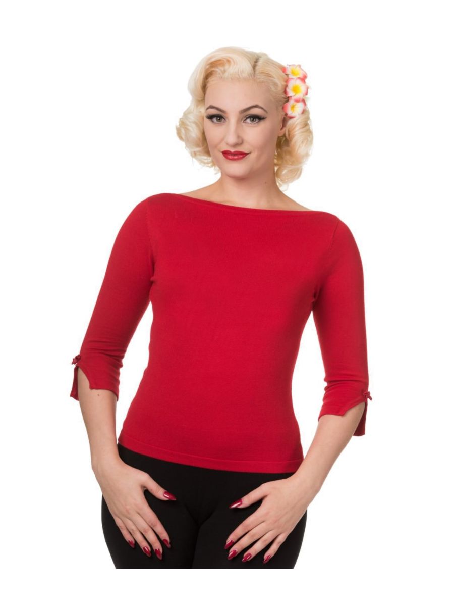Banned Retro Addicted Knit Vintage Dorothy Top Red