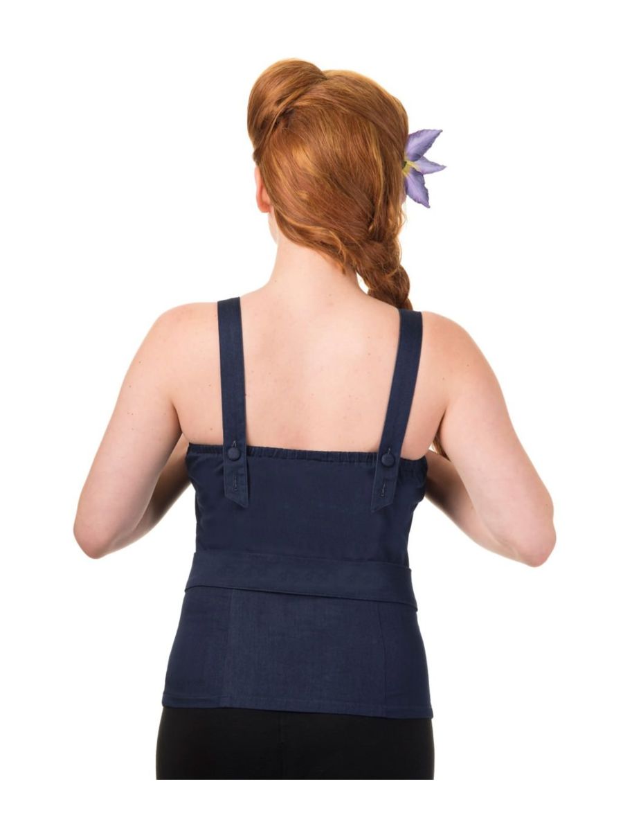 Banned Retro 1950's Blueberry Hill Multiway Denim Strappy Top Blue