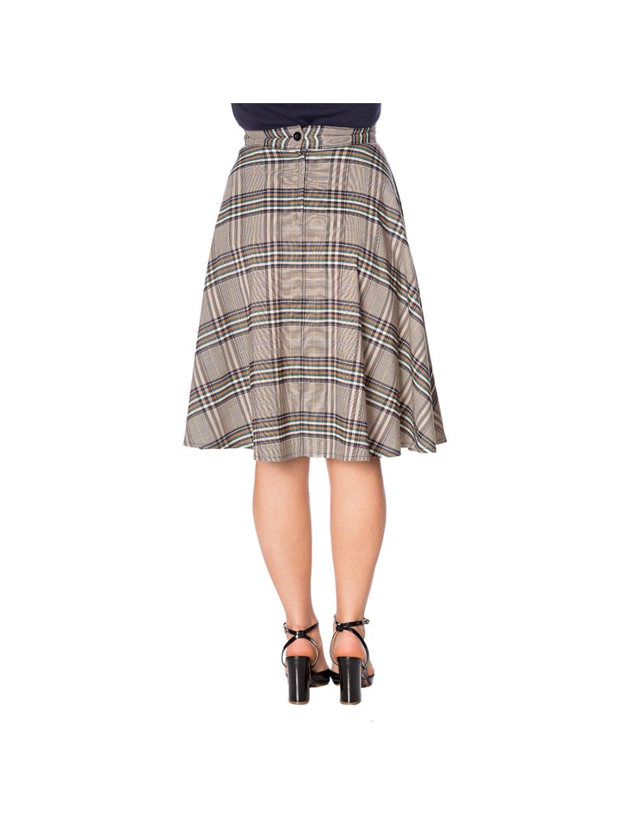 LADY OLIVE CHECK SKIRT