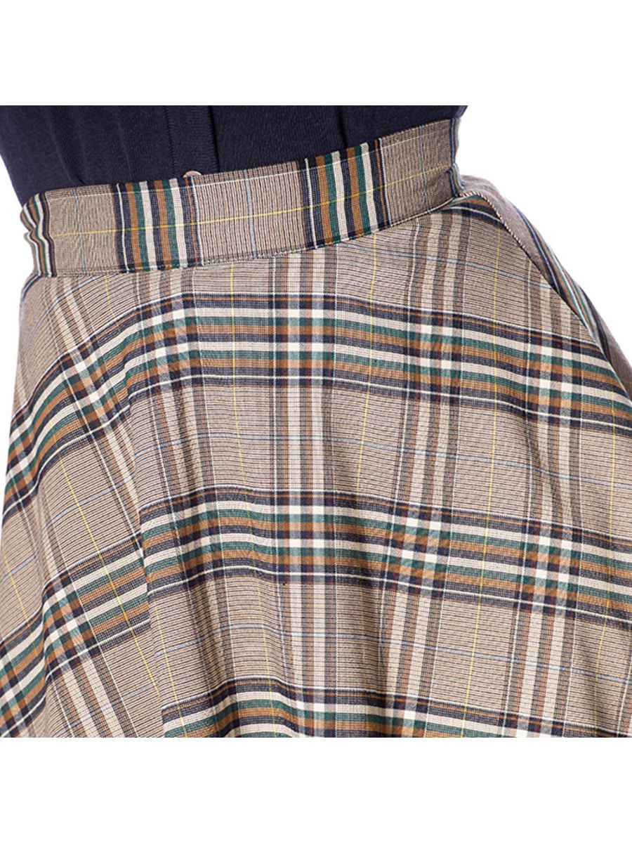 LADY OLIVE CHECK SKIRT