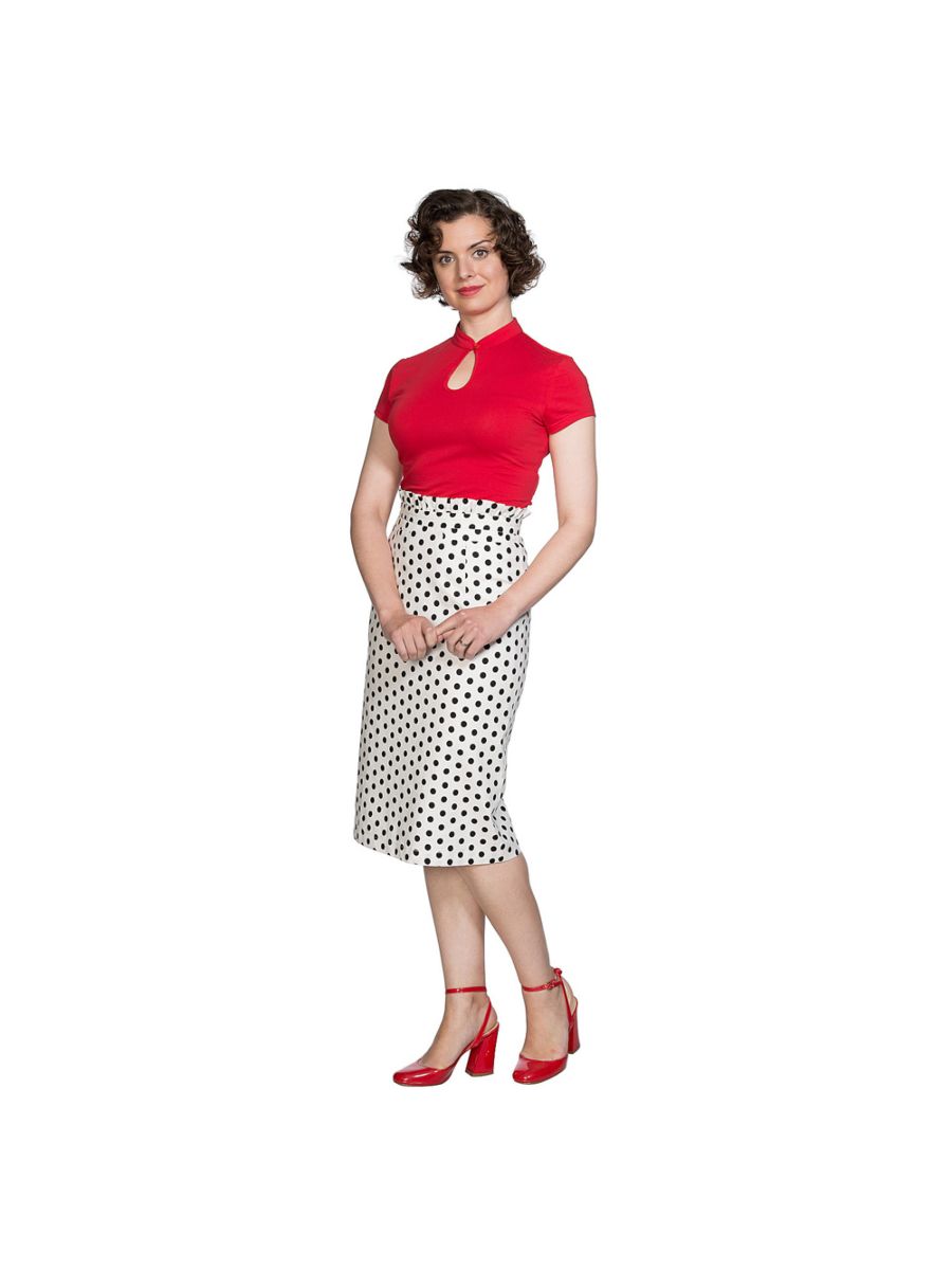 POLKA FRILL PENCIL SKIRT