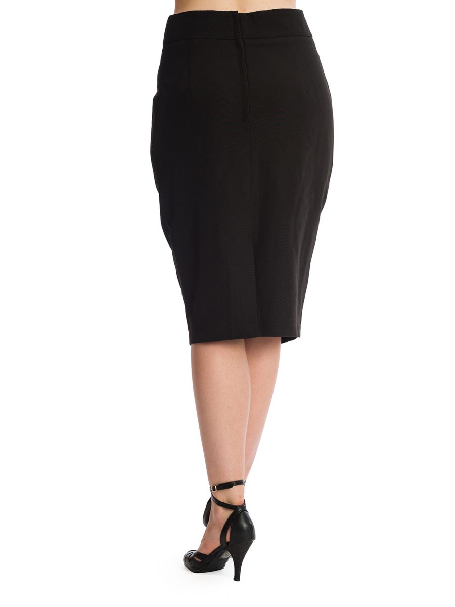 Banned Retro Cherry Jane Rockabilly Pencil Skirt Black