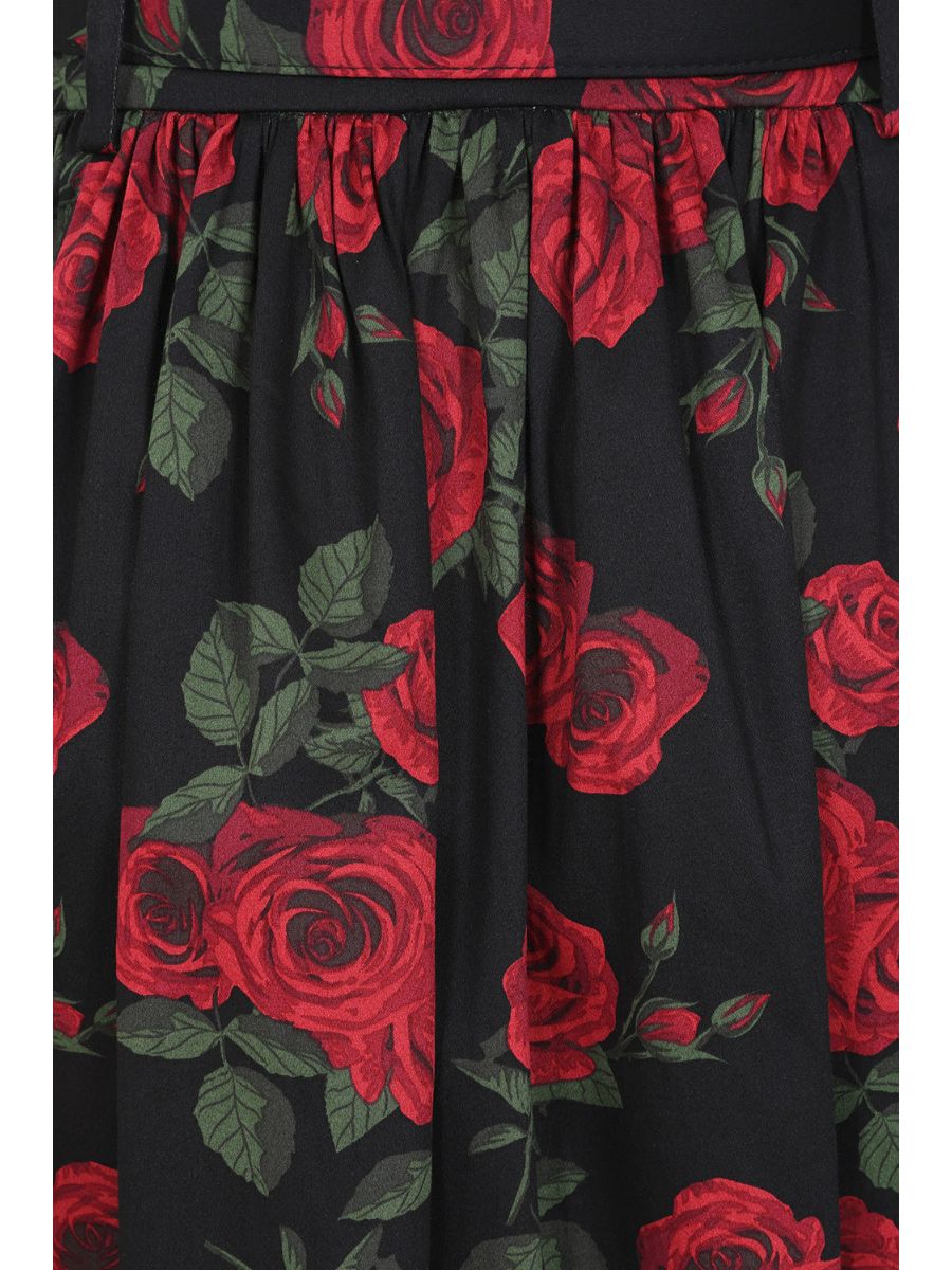 Banned Millie Rose Garden Circle Skirt - Retro Style Floral Swing Skirt with Belt-Black