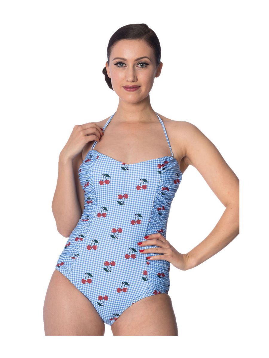 CHERRY LOVE HALTERNECK SWIMSUIT