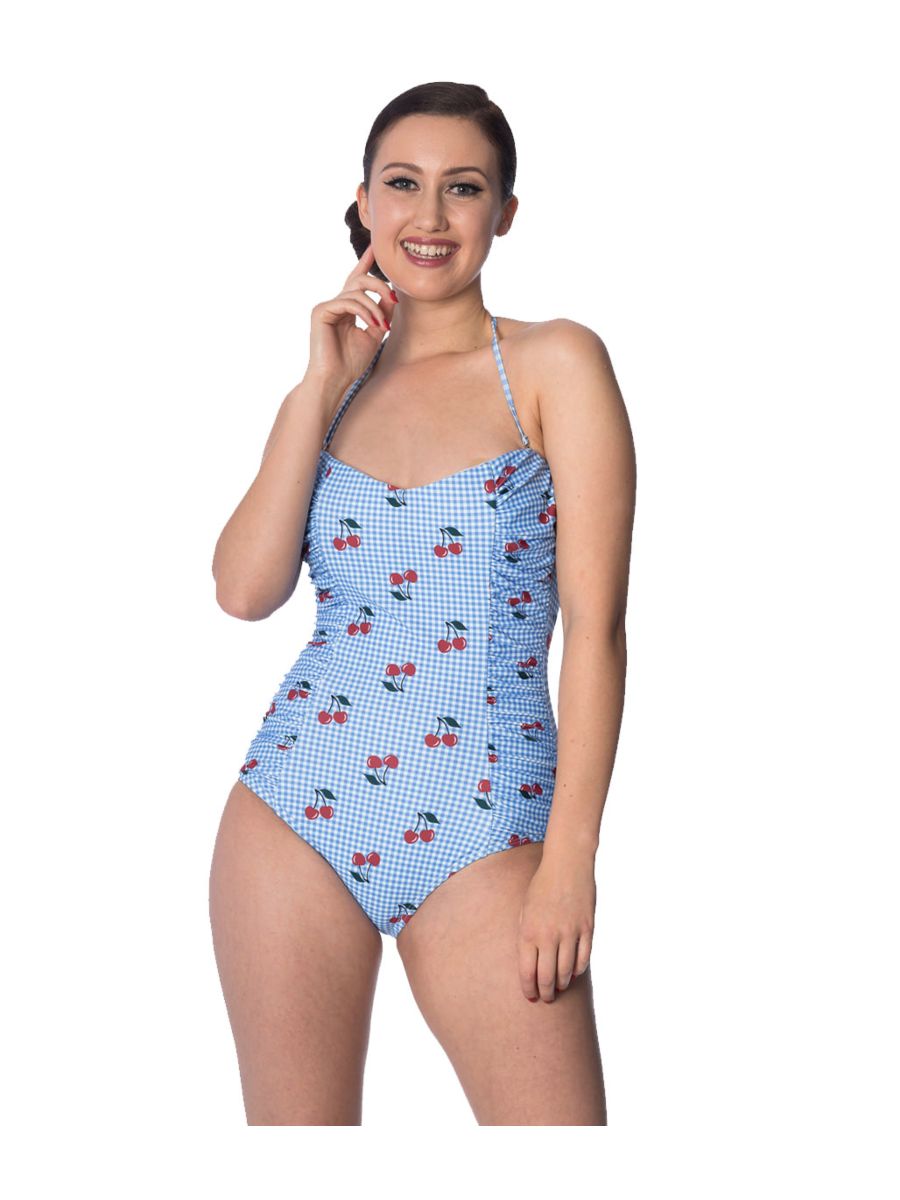 CHERRY LOVE HALTERNECK SWIMSUIT