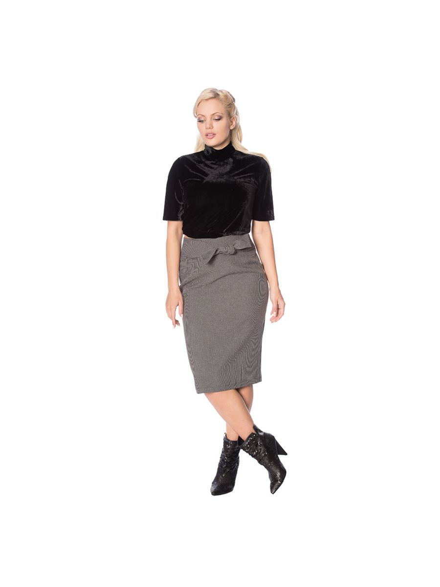 BETTY CHECK TIE FRONT PENCIL SKIRT