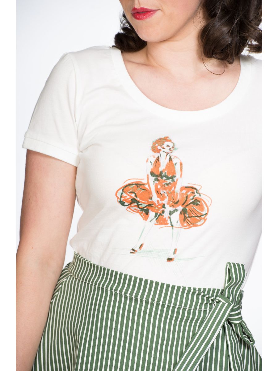 Banned Retro The Classic Lady Marilyn Monroe Crew Neck Vintage T-Shirt White