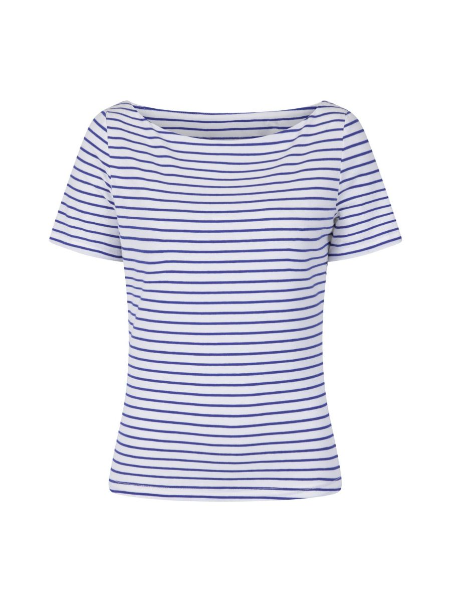 Banned Retro 1950's Italy Sail Nautical Rockabilly Stripe Vintage Dorothy Top Blue