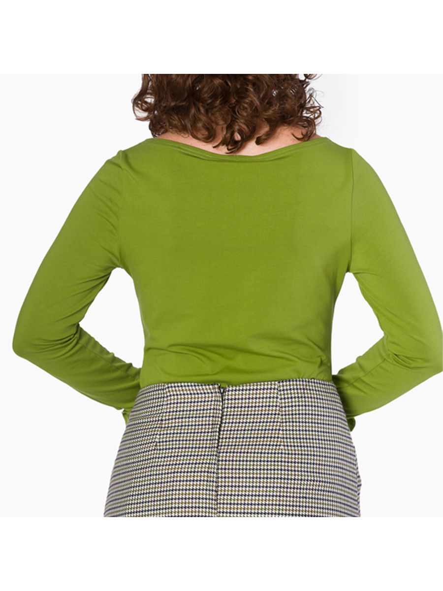 Banned Retro 1950's Bow Tie Up Long Sleeve Vintage Top Khaki Green