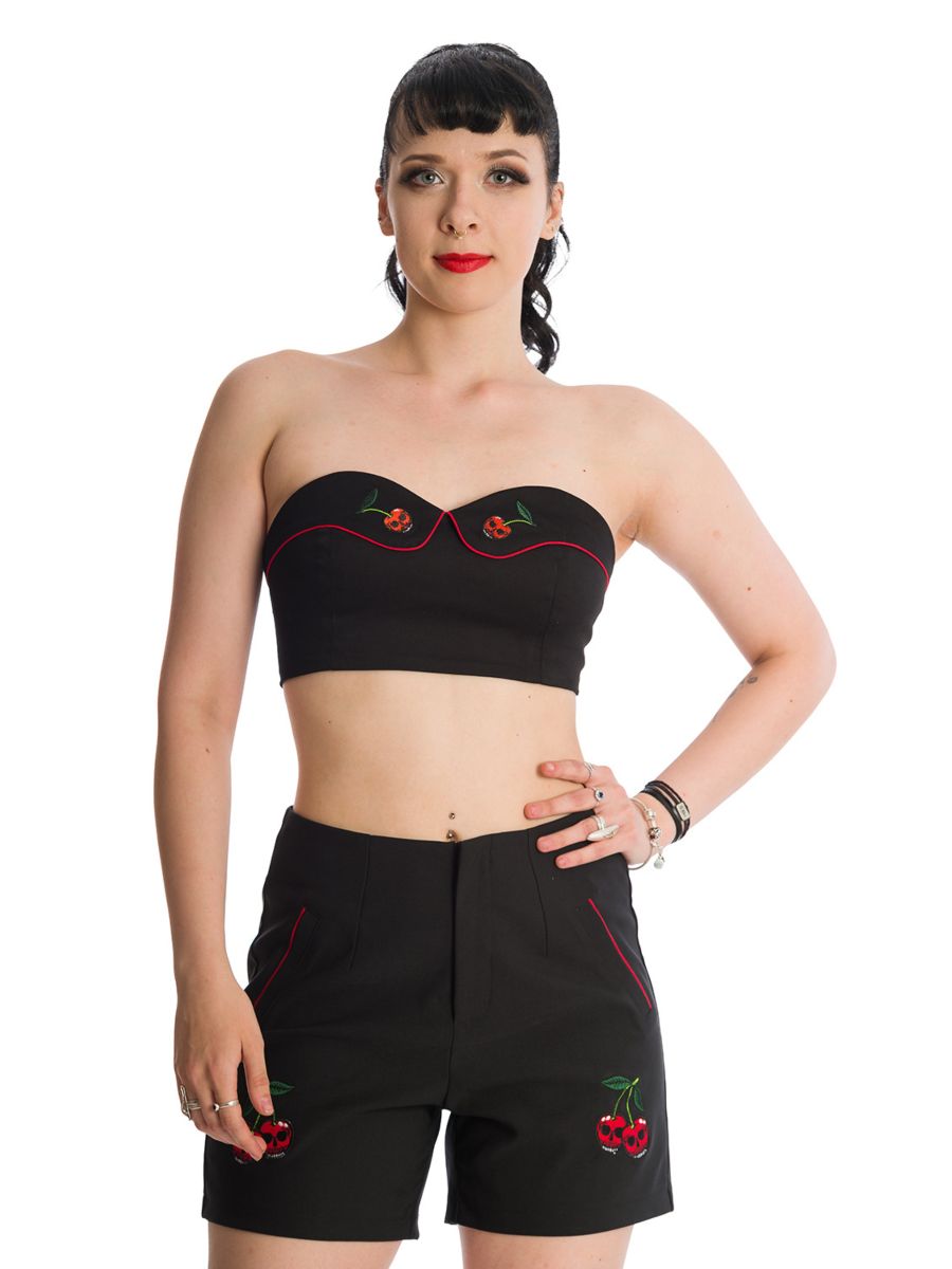Banned Retro Pick Me Cherry Skull Rockabilly Tube Top
