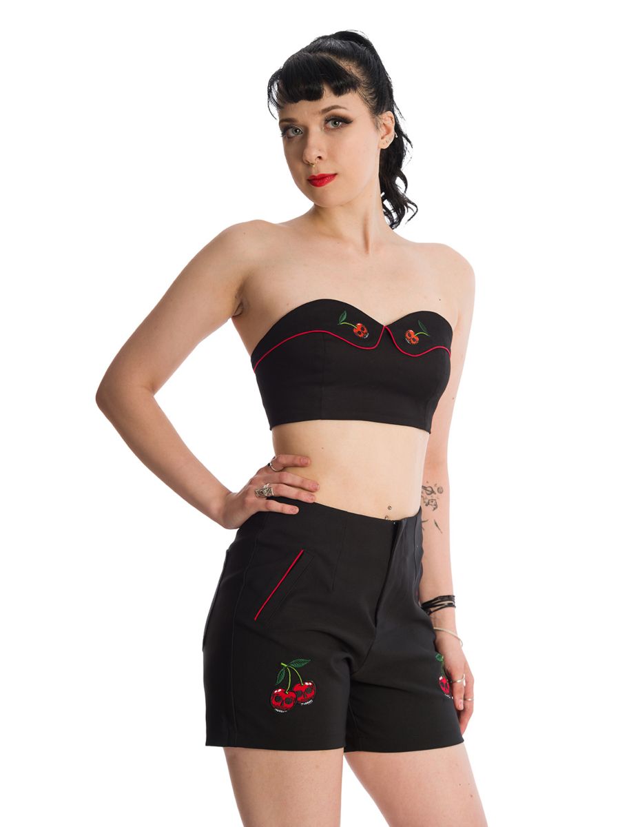 Banned Retro Pick Me Cherry Skull Rockabilly Tube Top