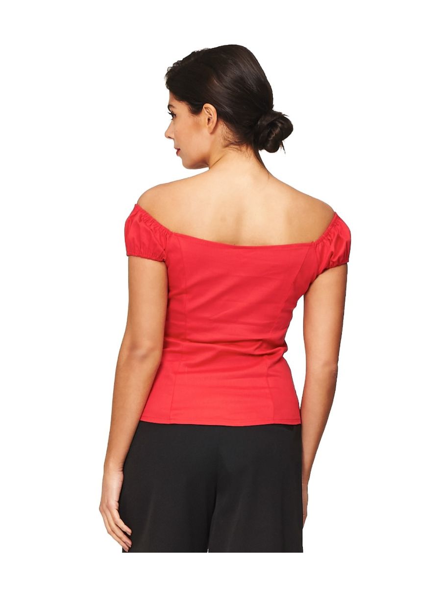 Banned Retro Winnie Off Shoulder Vintage Top Red