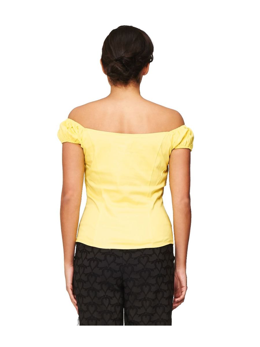 Banned Retro Winnie Off Shoulder Vintage Top Yellow